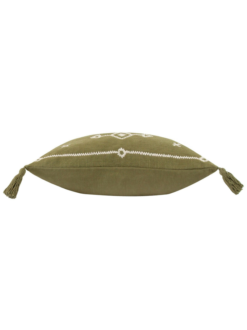 Yard Folis embroidered cushion khaki green 50x30cm (British brand)