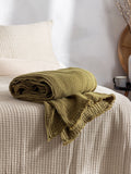 Yard Eucalyptus Green Lark Muslin Crinkle 100% Cotton Throw 130cm x 180cm