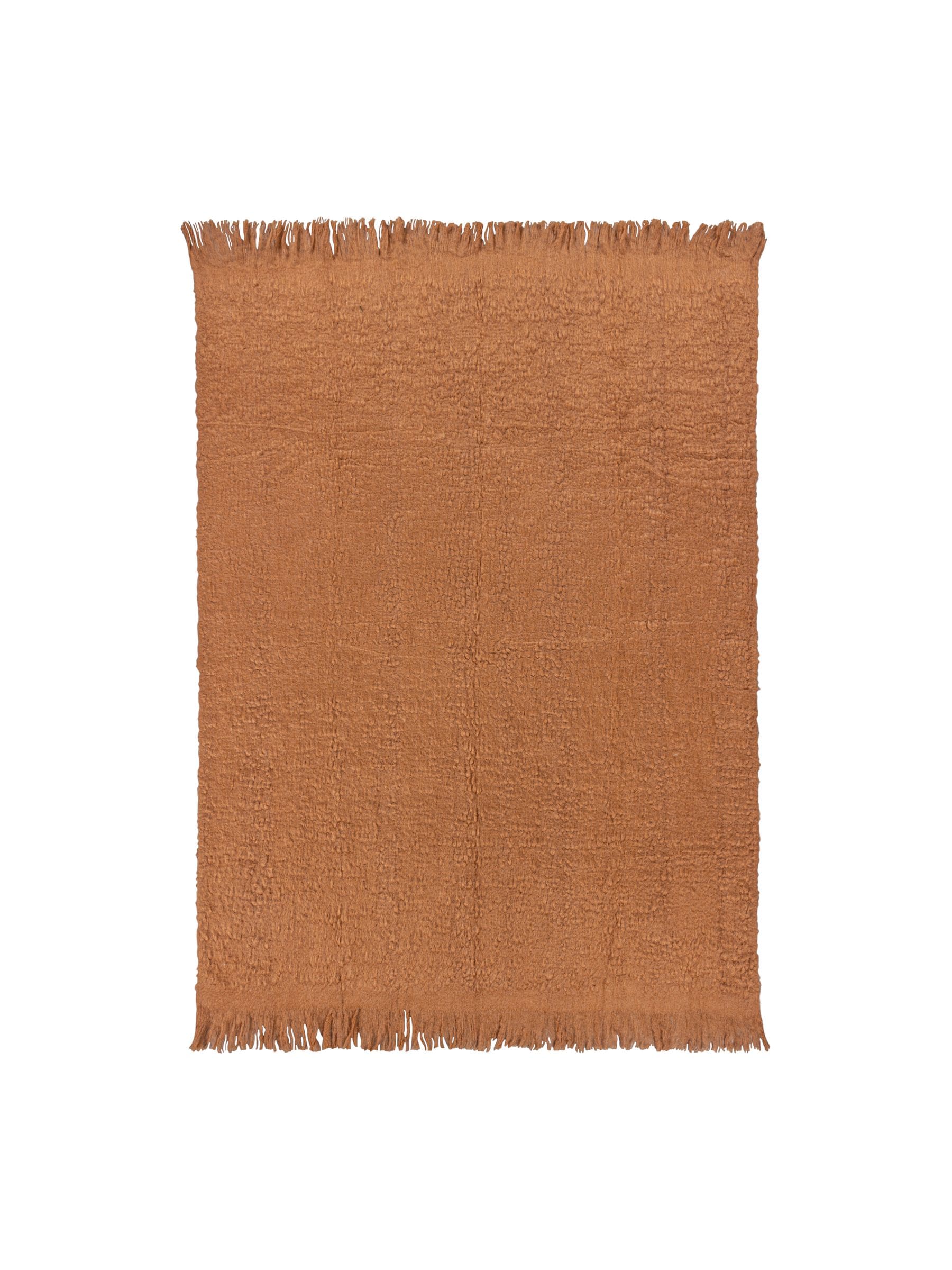 Yard Ulsmere boucle fringed throw in ginger brown, UK version