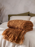 Yard Ulsmere boucle fringed throw in ginger brown, UK version