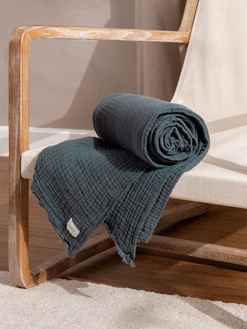 Yard Eucalyptus Green Lark Muslin Crinkle 100% Cotton Throw 130cm x 180cm