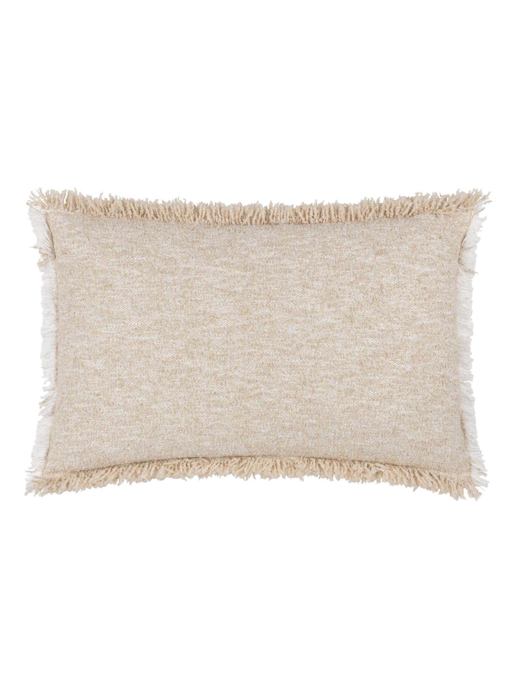 Yard Doze natural beige woven fringed cushion, UK version