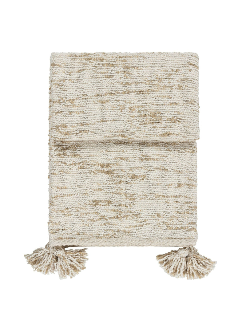 Yard Natural Beige Heath textured cotton throw 180x130cm - British product