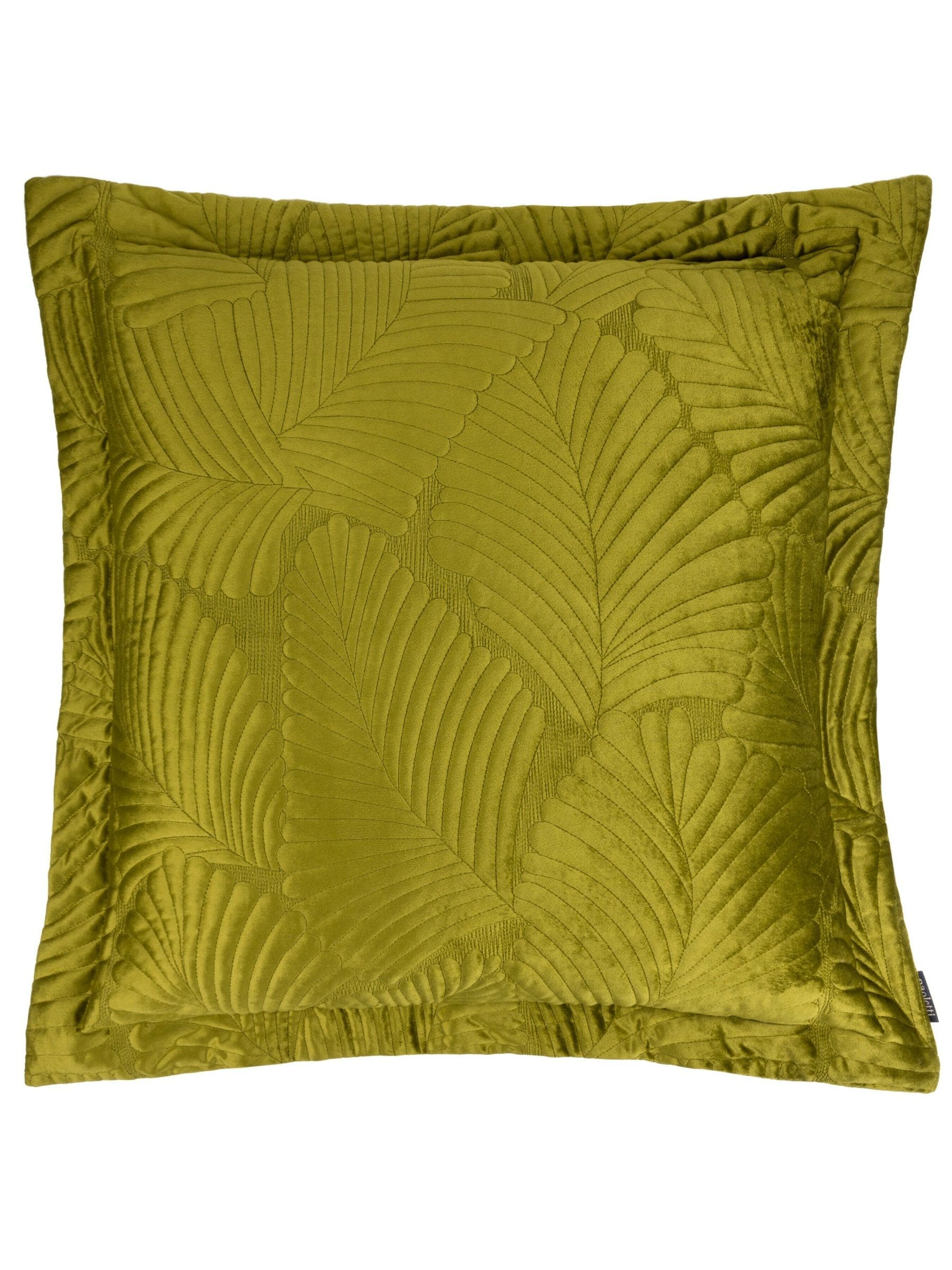 Paoletti green quilted velvet cushion 60x60cm, imported from the UK