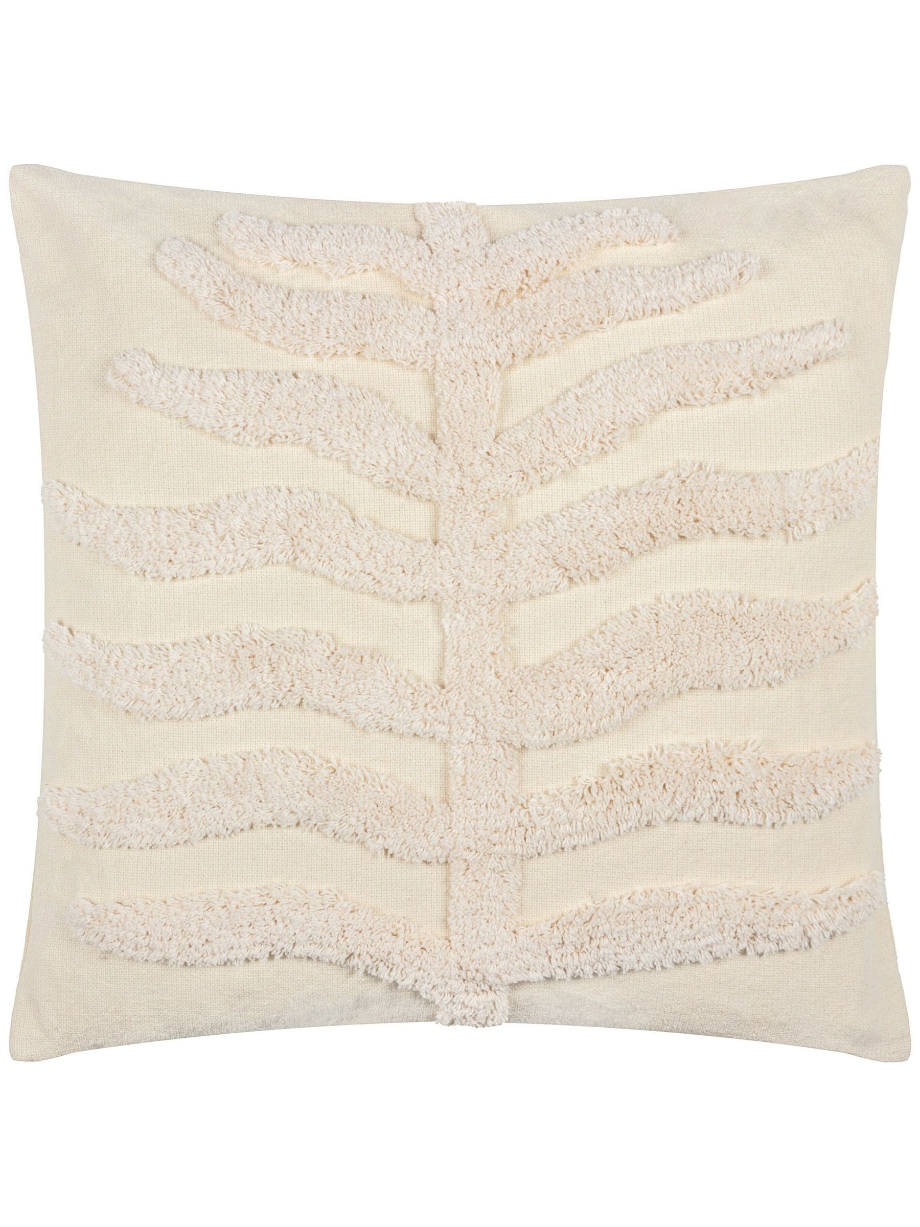 Furn Natural Dakota cushion tufted leaf design 45cm (British brand)