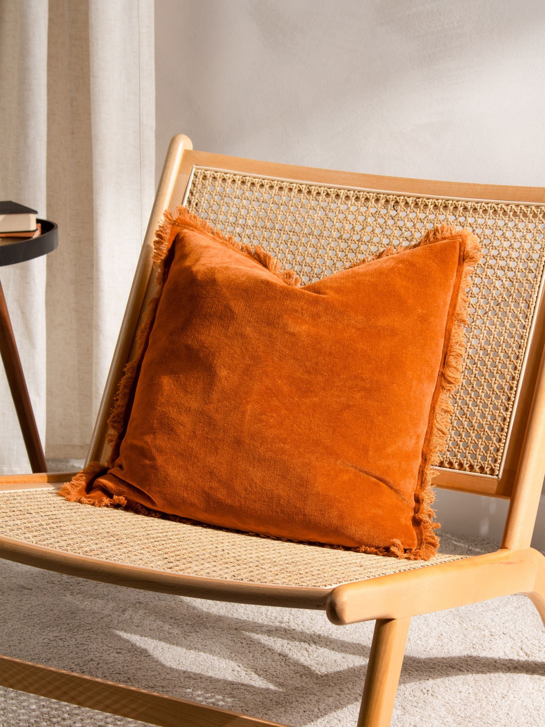 Yard Jaye fringed cushion rust orange 45x45cm - British product