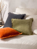 Yard Jaye fringed cushion rust orange 45x45cm - British product