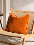 Yard Jaye fringed cushion rust orange 45x45cm - British product