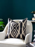 Wylder Black Cape Ikat feather cushion 50x50cm, imported from the UK