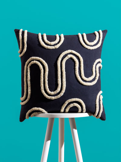 Next Heya Home Black Archie Tufted Cushion- Buy online at McGrocer