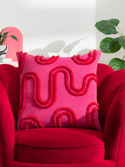 Next Heya Home Pink Archie Tufted Polyester Filled Cushion 45cm- Buy online at McGrocer