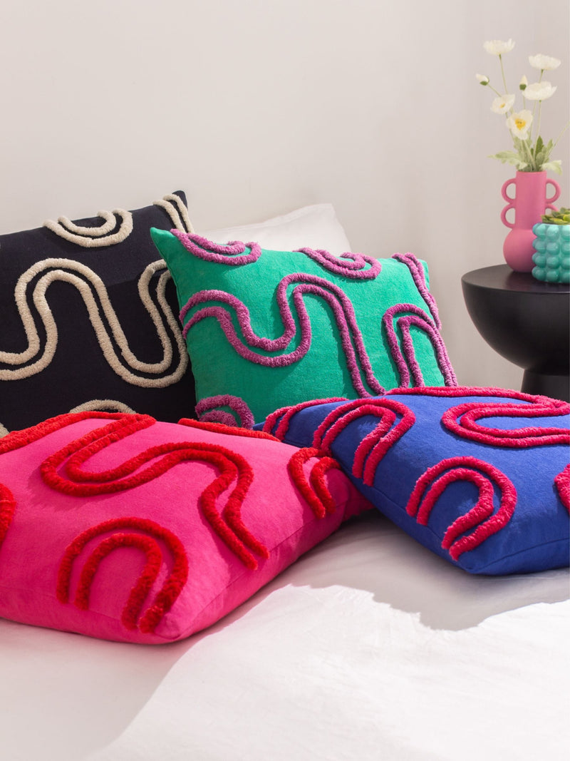 Heya Home pink Archie tufted cushion 45cm - British product