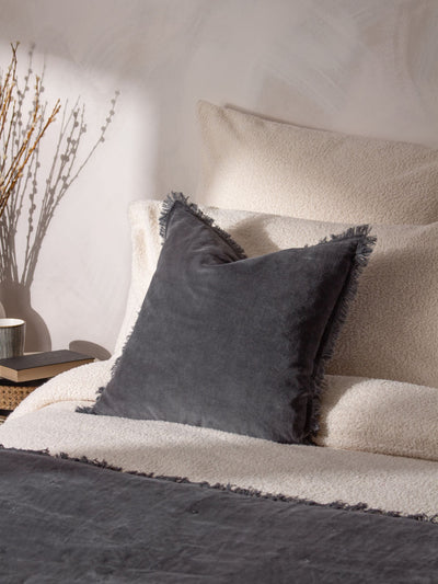 Next Yard Jaye Velvet 100% Cotton Cushion Slate Blue 45cm x 45cm- Buy online at McGrocer
