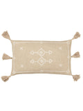 Yard Stone beige embroidered cushion with tassels - British product