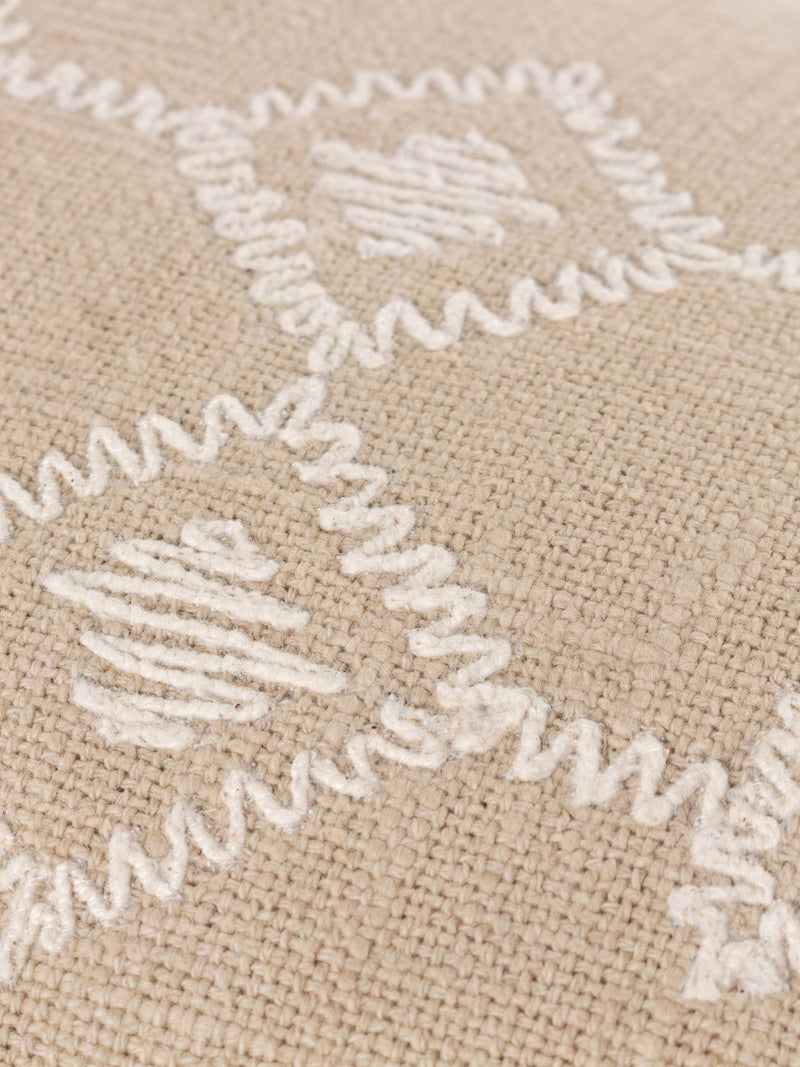 Yard Stone beige embroidered cushion with tassels - British product