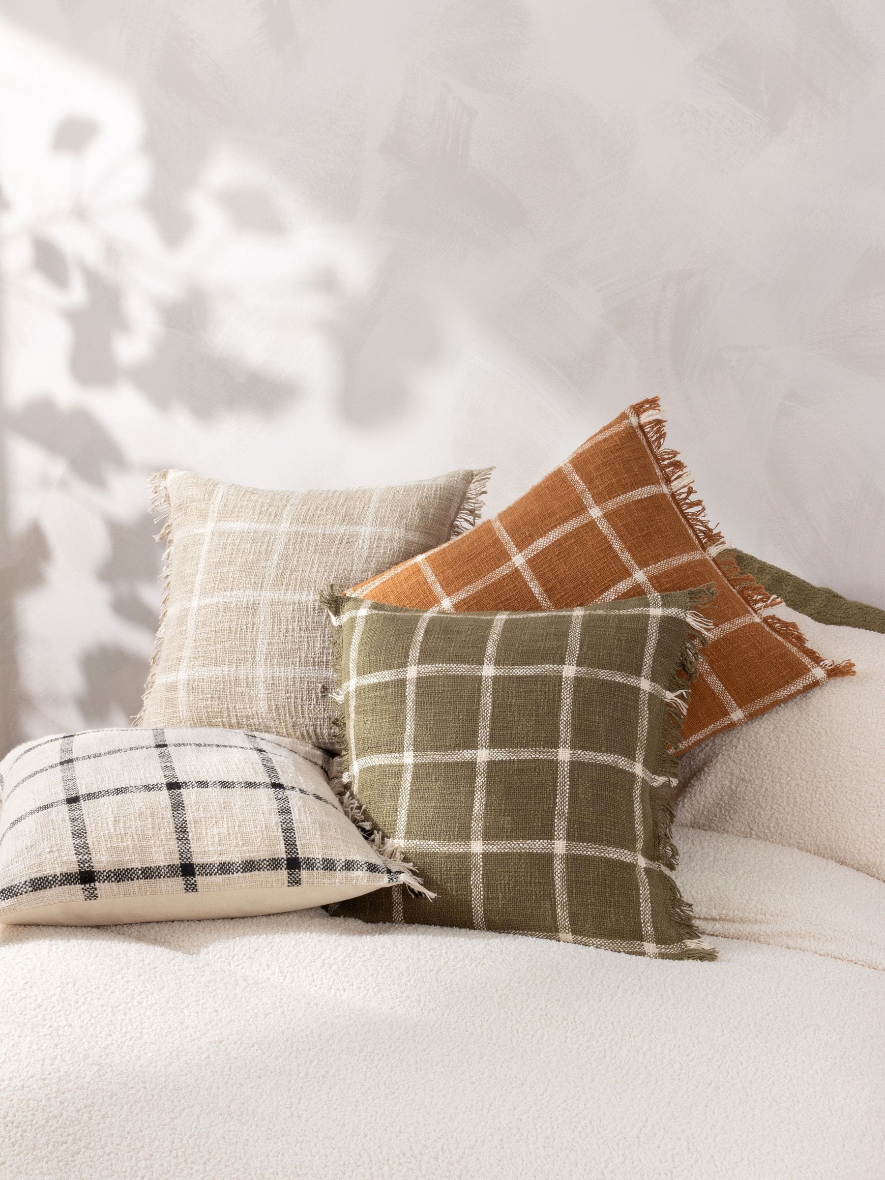 Yard Beni Check cushion Ginger Brown 45x45cm imported from the UK