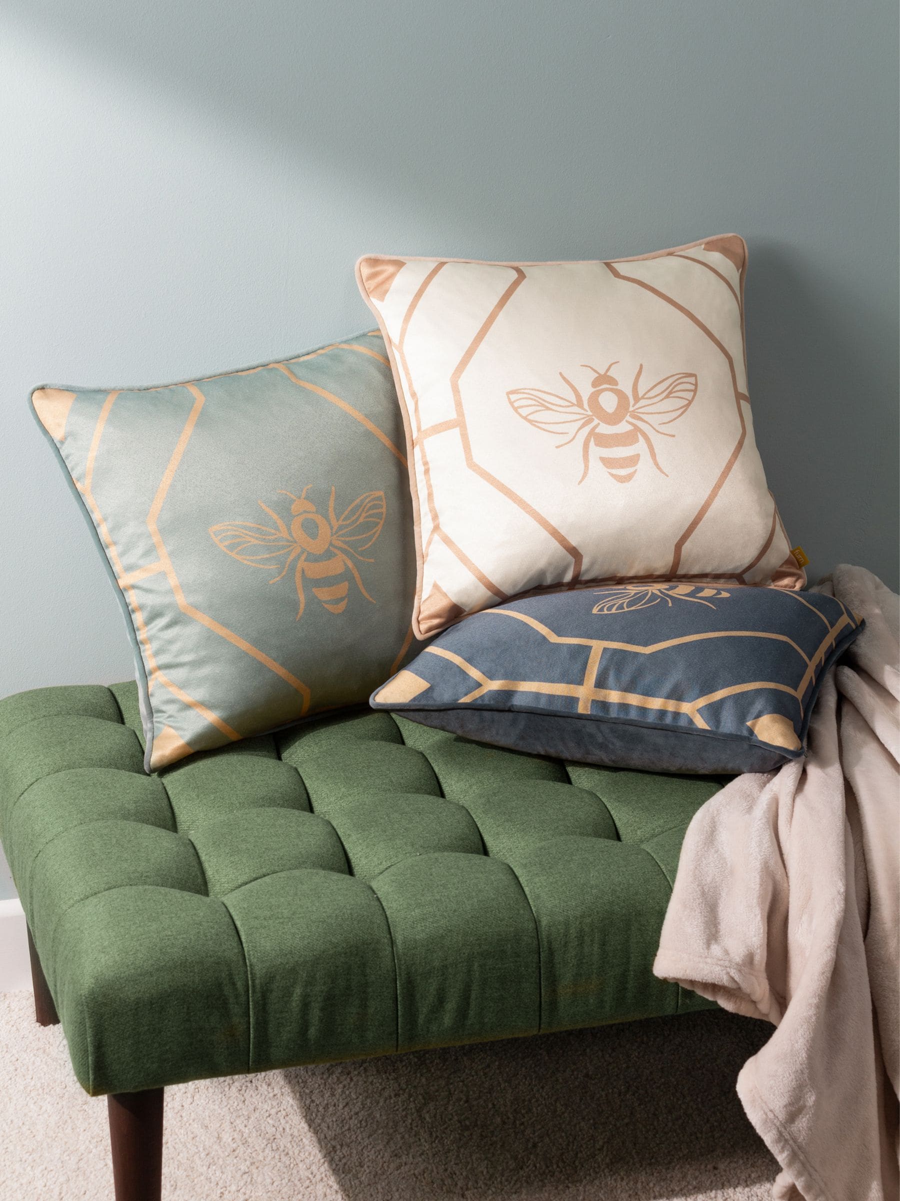Furn Gold Bee Deco geometric cushion (British brand)