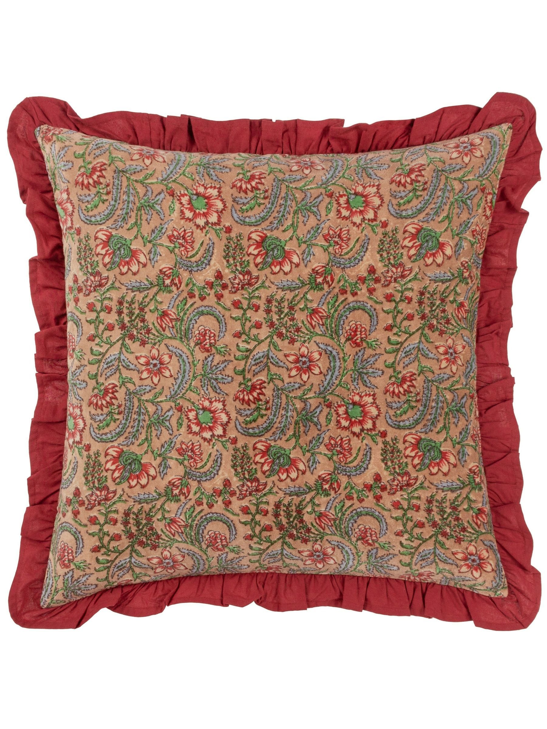 Paoletti floral cotton velvet cushion 50cm, imported from the UK