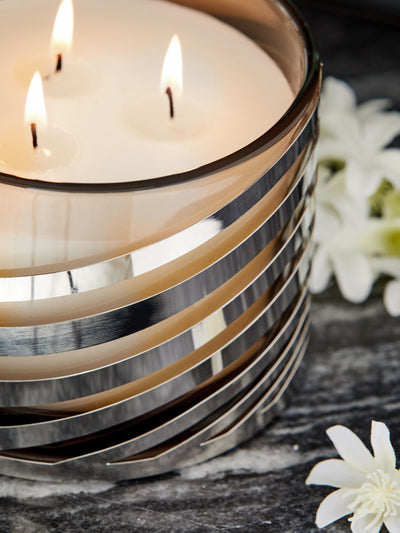 Bougie parfumée 3 mèches Argent Patchouli et Ambre Minuit