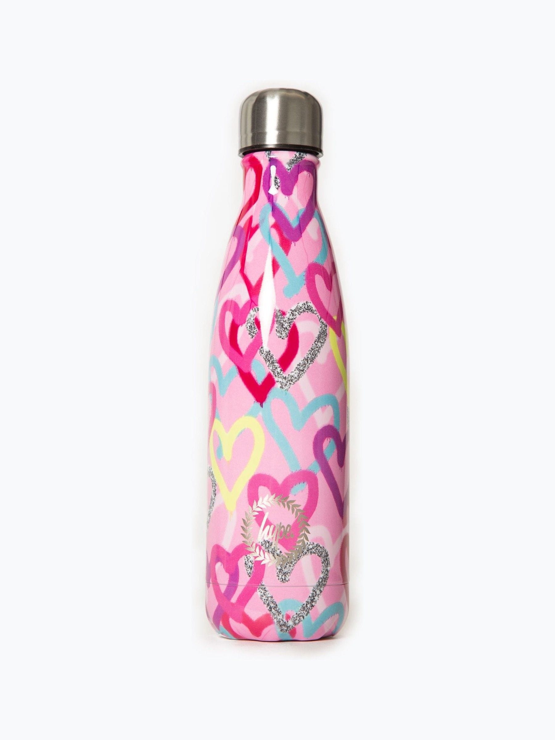 Hype pink graffiti hearts metal water bottle (British brand)
