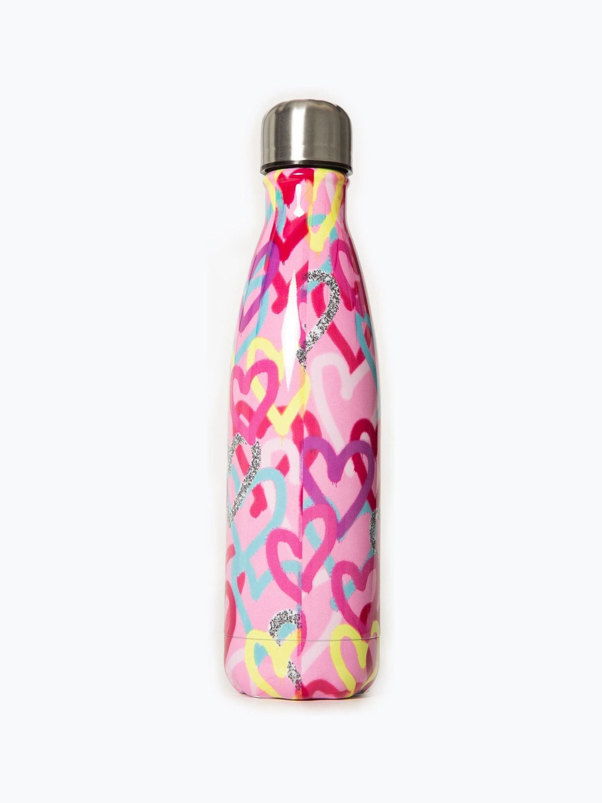 Hype pink graffiti hearts metal water bottle (British brand)