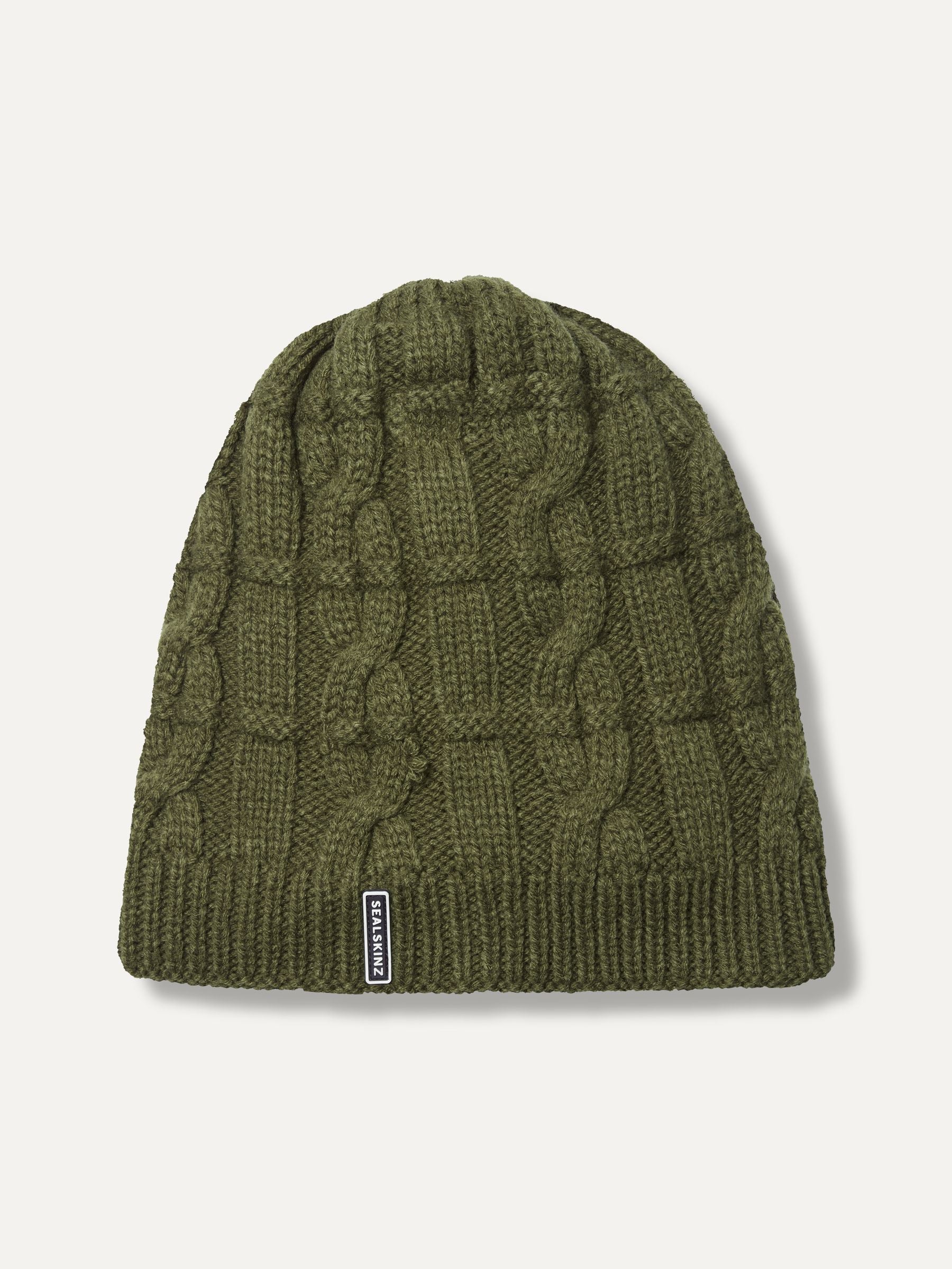Sealskinz Green Blakeney Waterproof Cold Weather Cable Knit Beanie