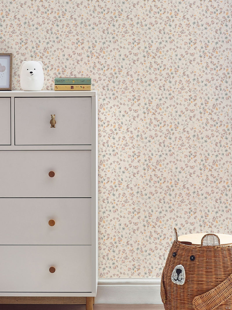 Calm ditsy floral wallpaper sample A4 - British product