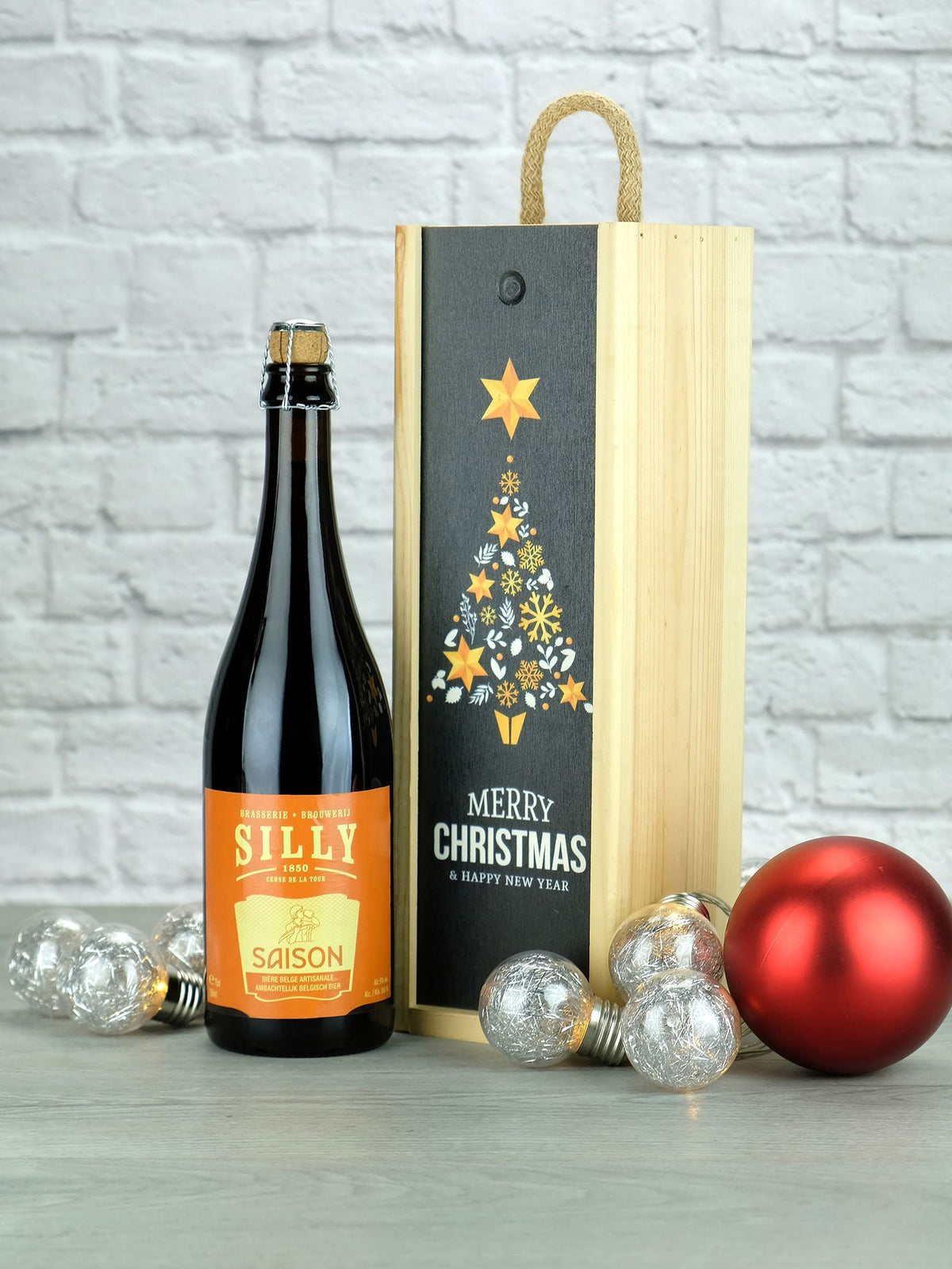 LeBonVin Silly Saison Beer Christmas Wood Gift Box