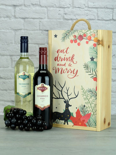 LeBonVin Sangiovese Trebbiano Weihnachts-Holz-Geschenkbox