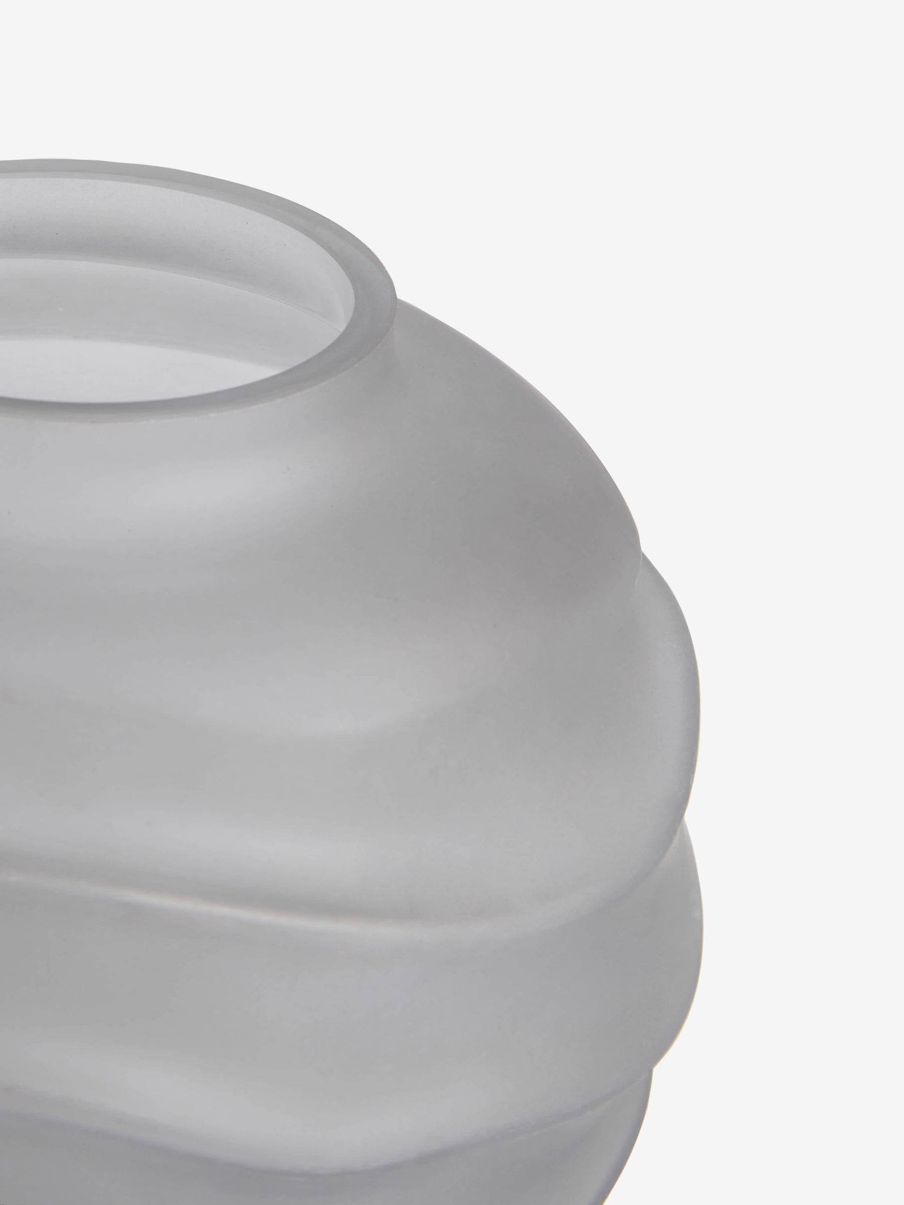 Lipsy grey round ripple frosted glass vase 16x18x18cm, UK version