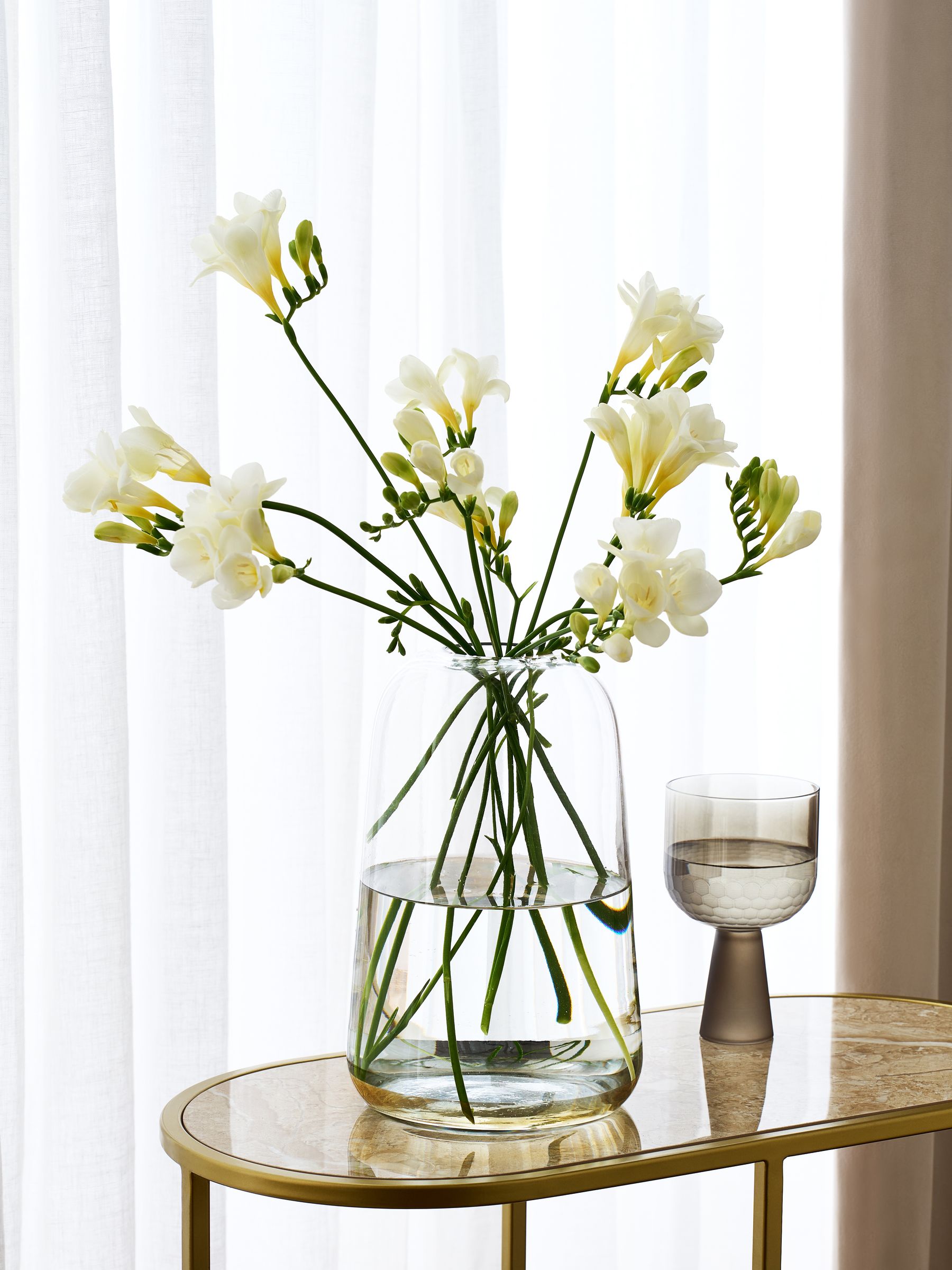 Lipsy Clear Gold Trim Glass Vase 25cm height, UK version