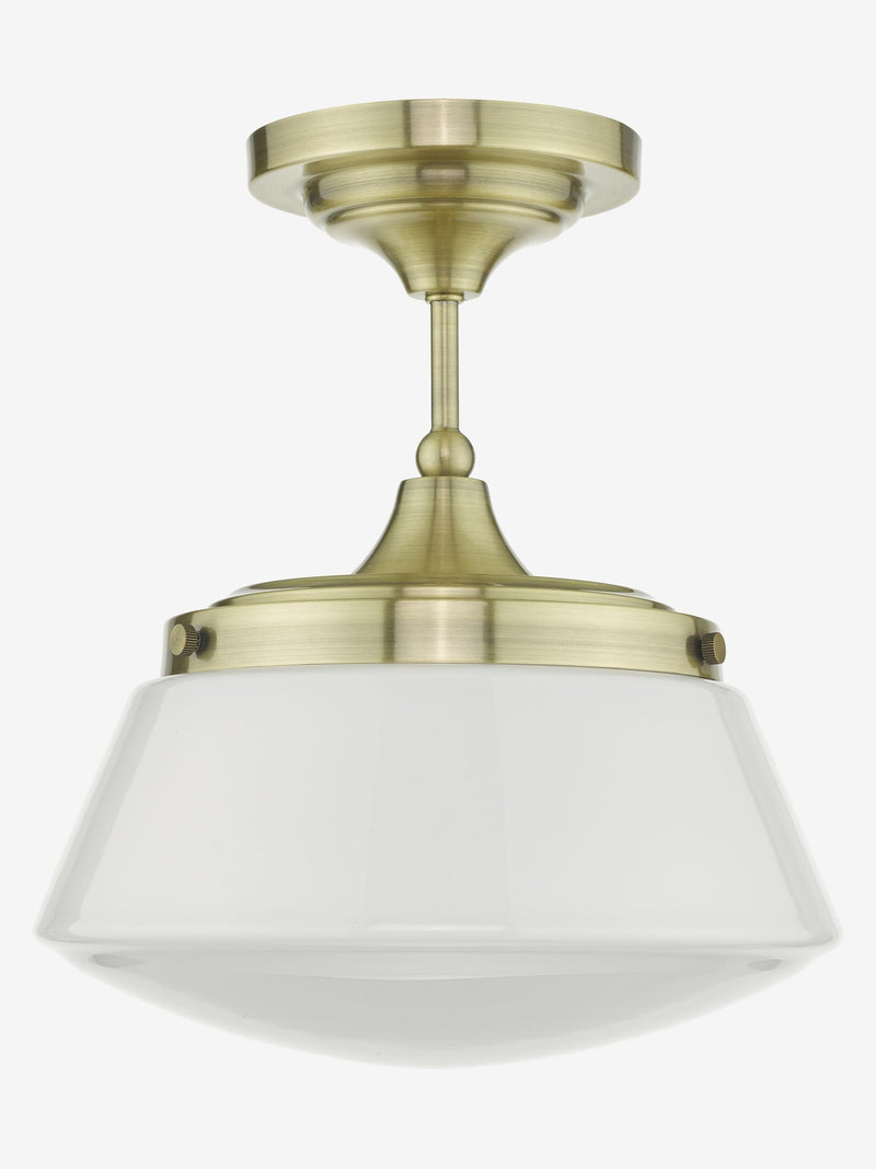 Dar Lighting Caden semi flush ceiling light, antique brass (British brand)