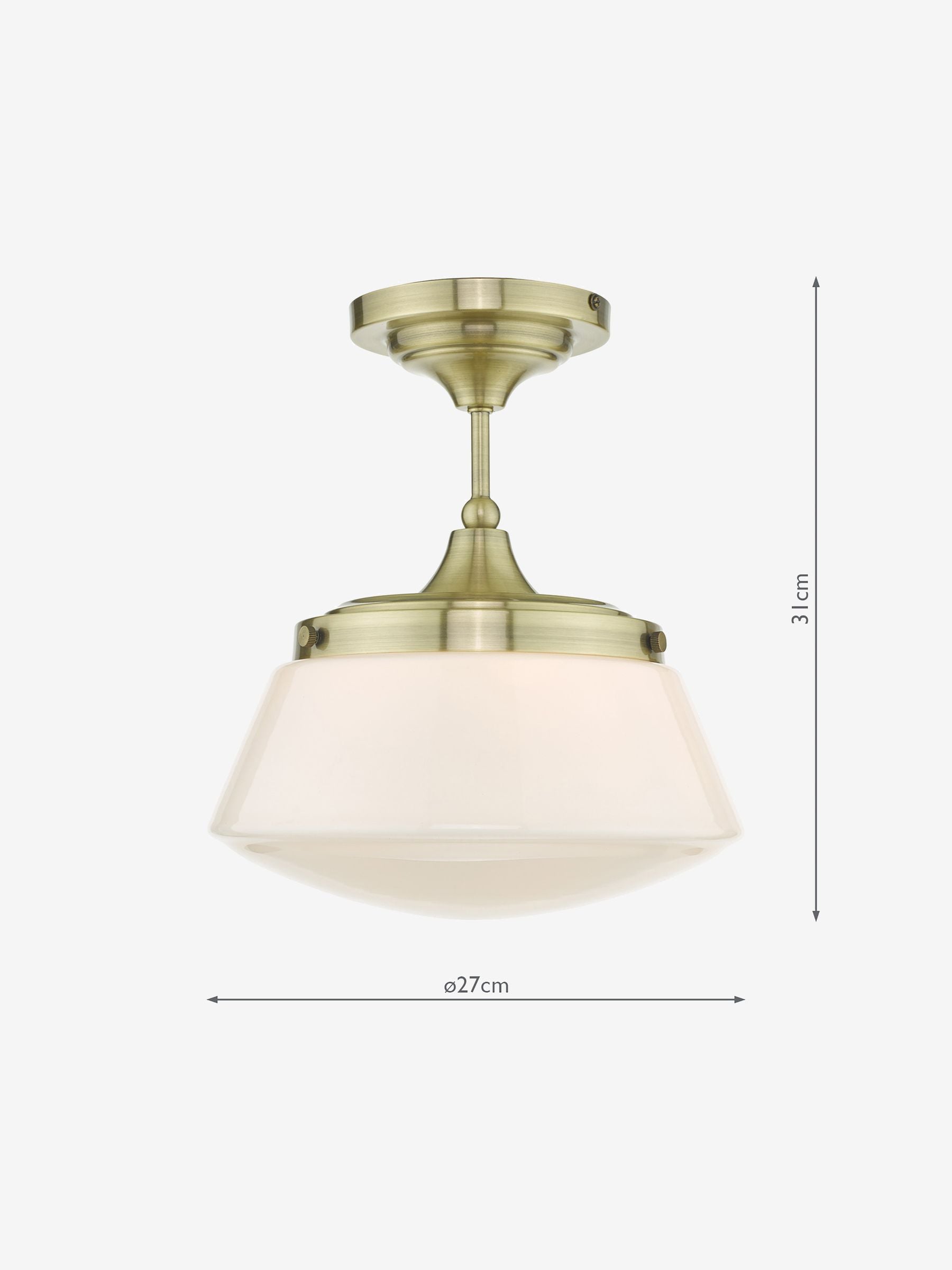 Dar Lighting Caden semi flush ceiling light, antique brass (British brand)