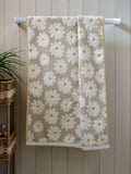 Natural Grey Daisy 100% Cotton Towels