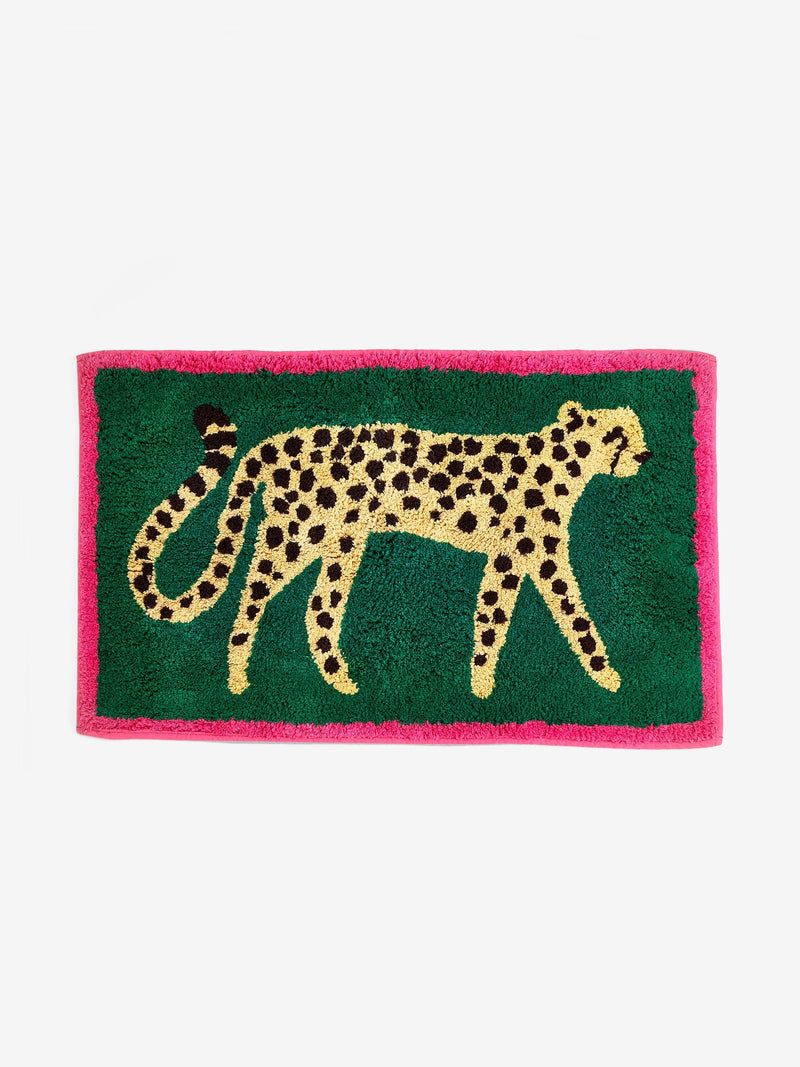 Green cheetah animal print bath mat 50x80cm, imported from the UK
