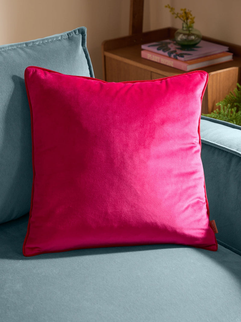 Furn Hot Pink/Red Meridian Velvet 45 x 45cm Cushion Cover