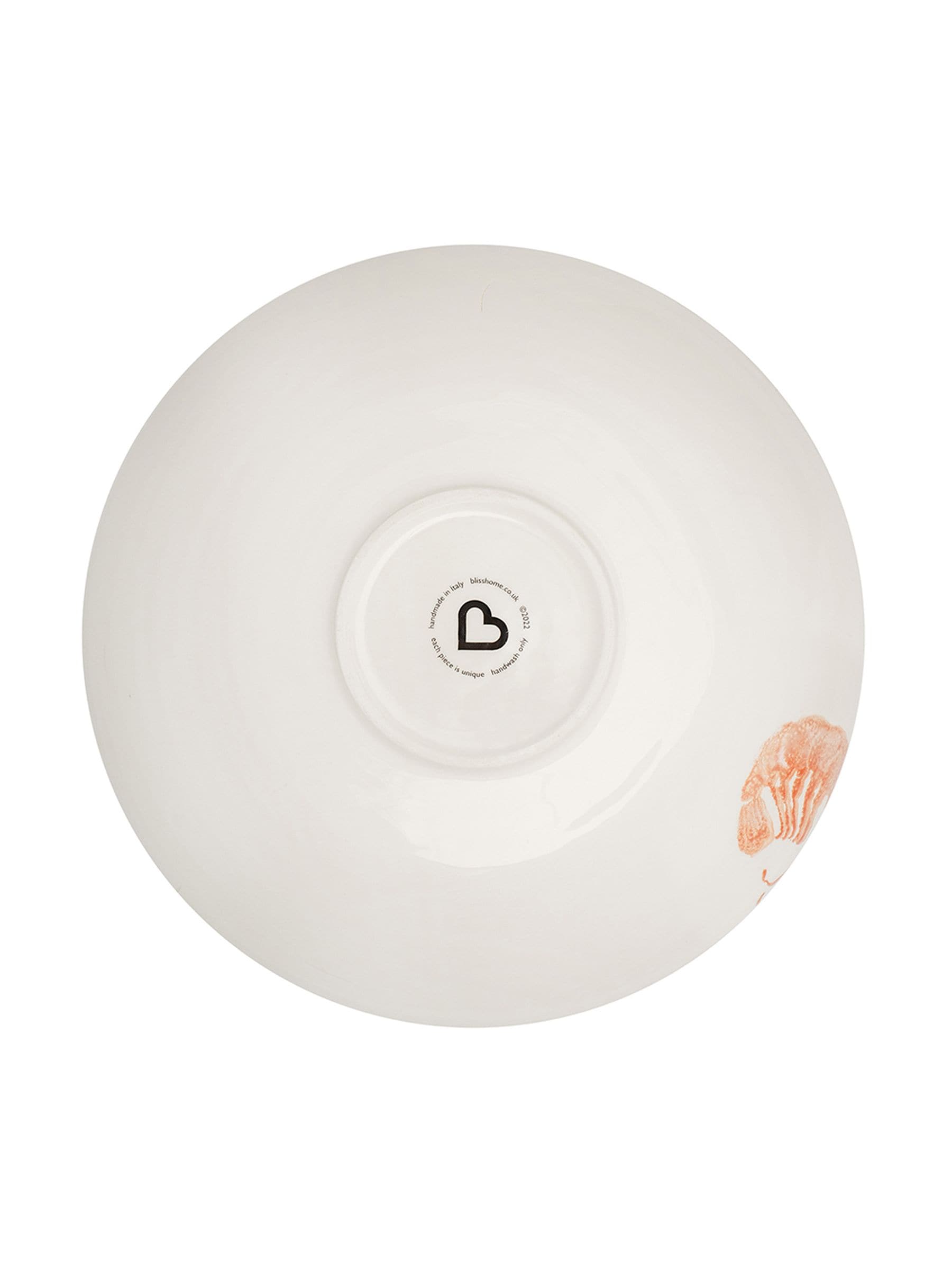 BlissHome Pink Creatures large serving dish with prawns design 36cm diameter - British product