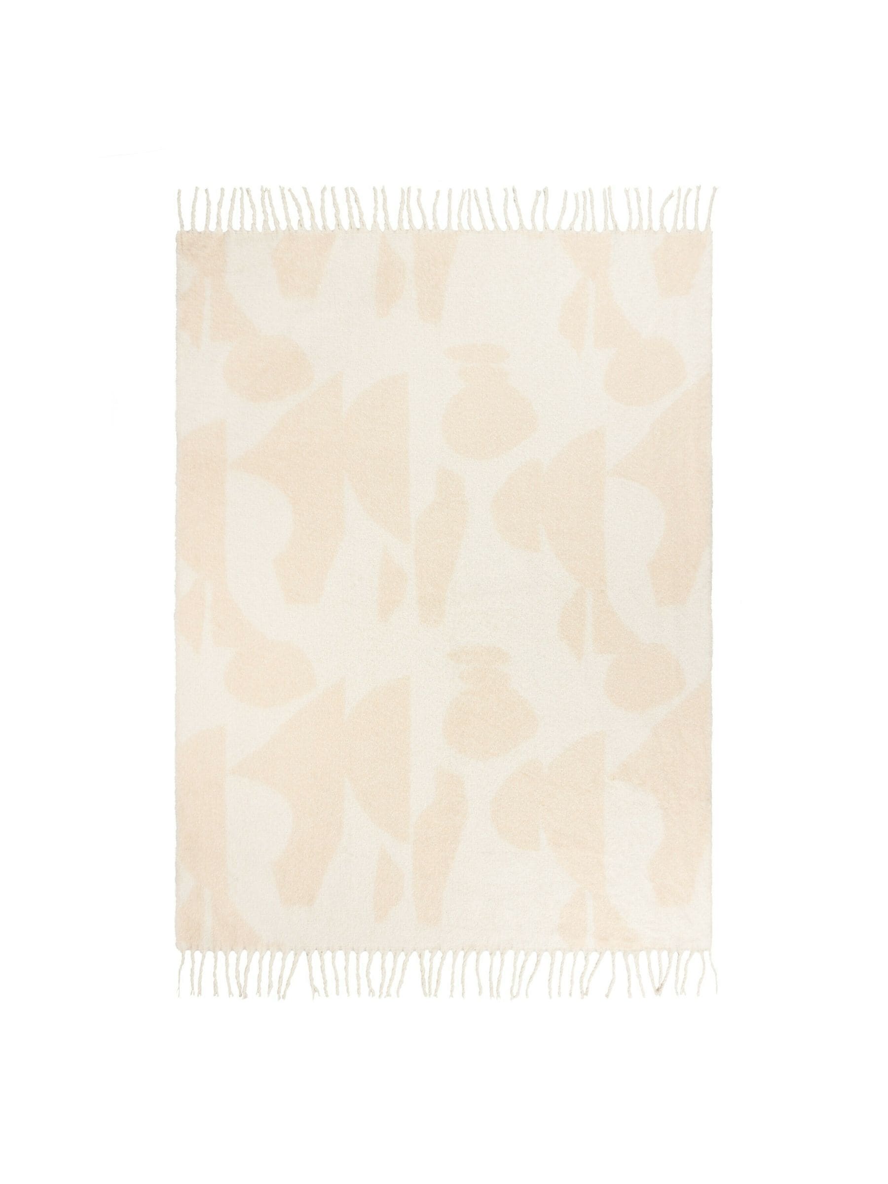 HÖEM cream jacquard tasselled throw 130x180cm, imported from the UK