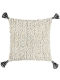HÖEM grey boucle tasselled cushion 50cm - British product