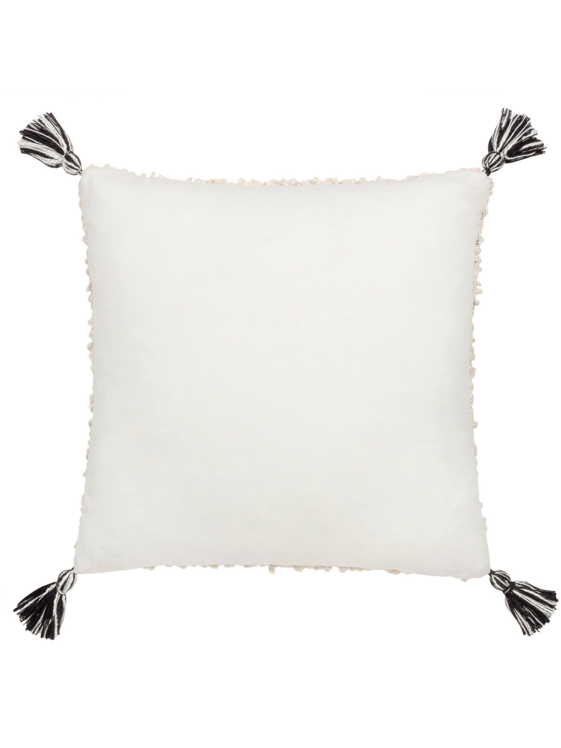 HÖEM grey boucle tasselled cushion 50cm - British product