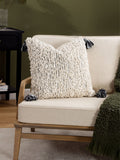 HÖEM grey boucle tasselled cushion 50cm - British product