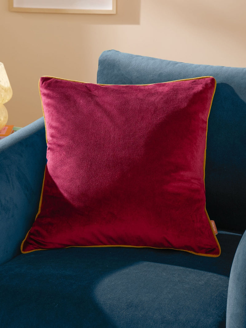 Furn Maroon/Moss Meridian Velvet 45 x 45cm Cushion Cover