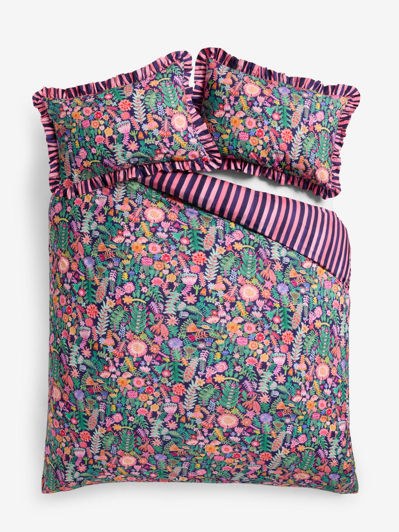 Lucy Tiffney navy floral ruffle duvet cover set, UK version