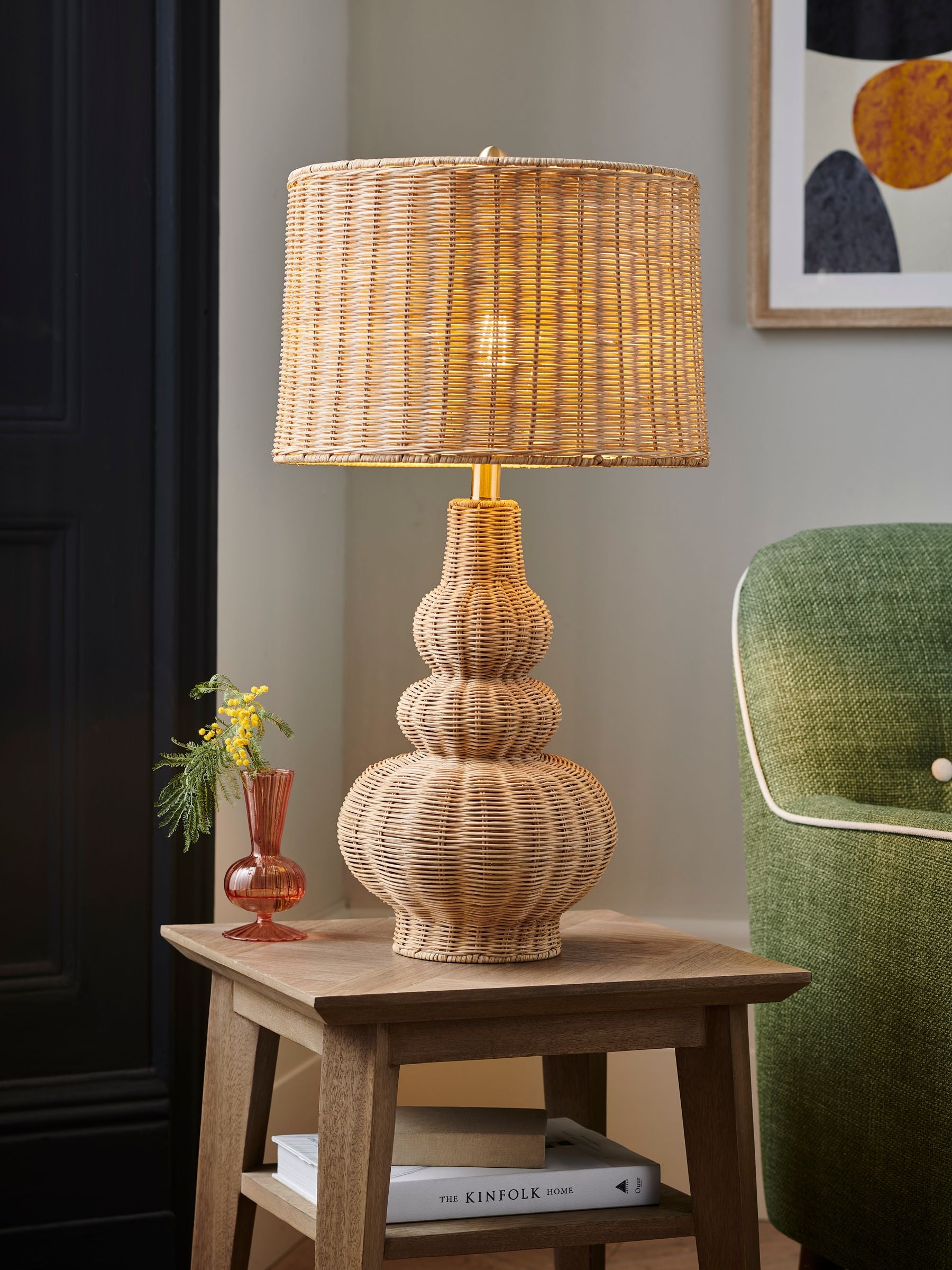 Nina Campbell rattan table lamp 70cm, UK version