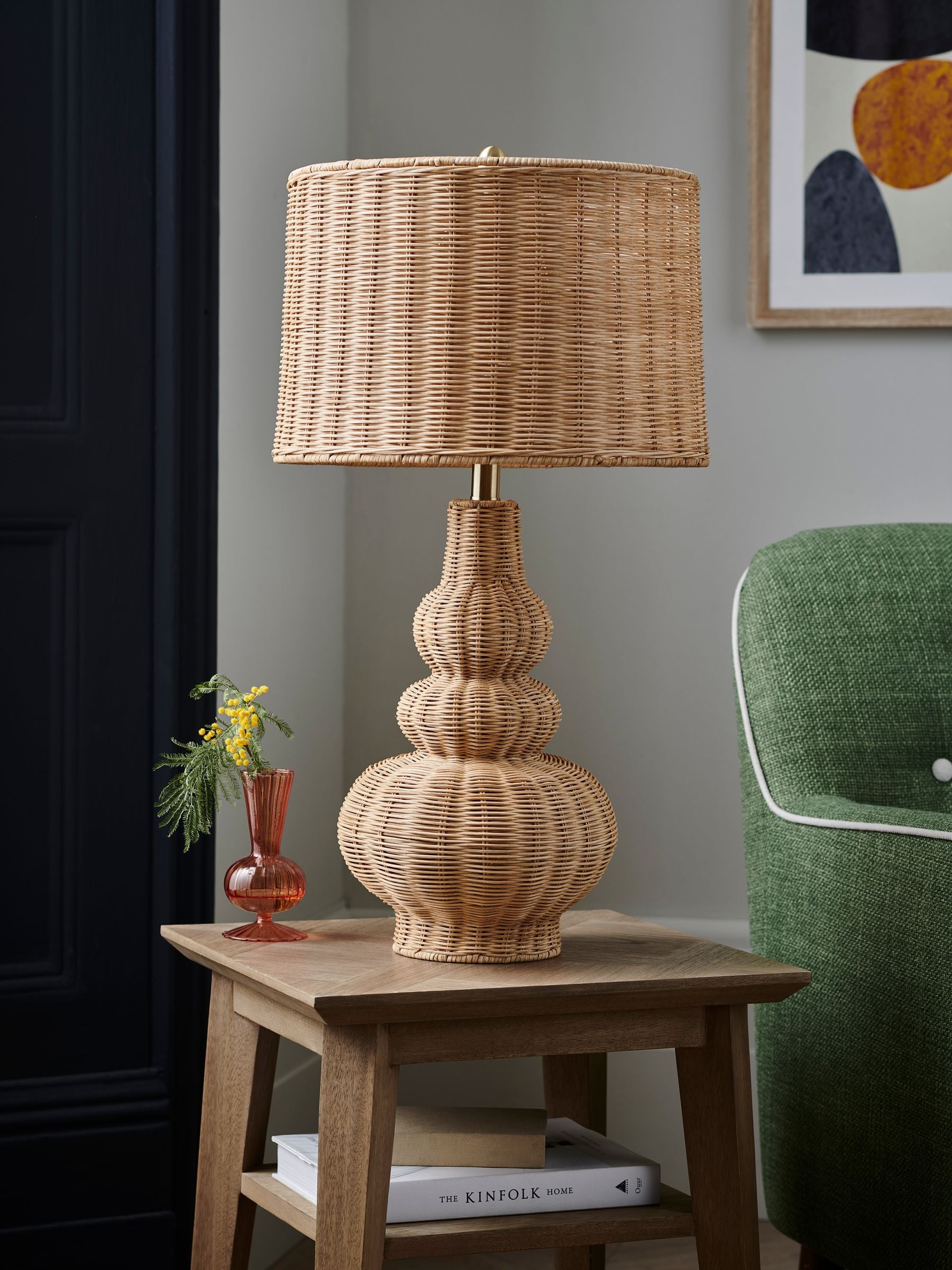 Nina Campbell rattan table lamp 70cm, UK version