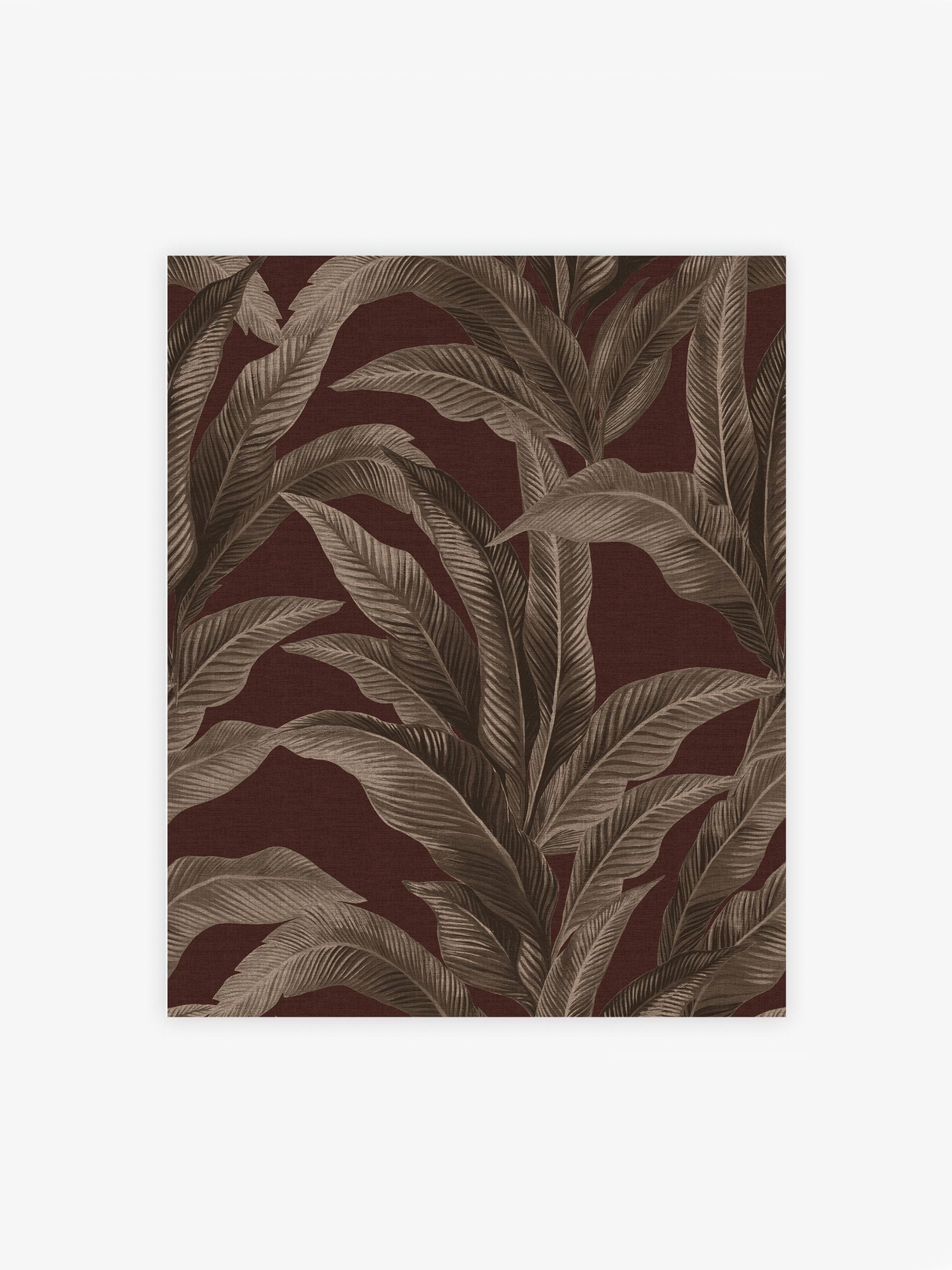Damson Glamtique Leaf A4 wallpaper sample, imported from the UK