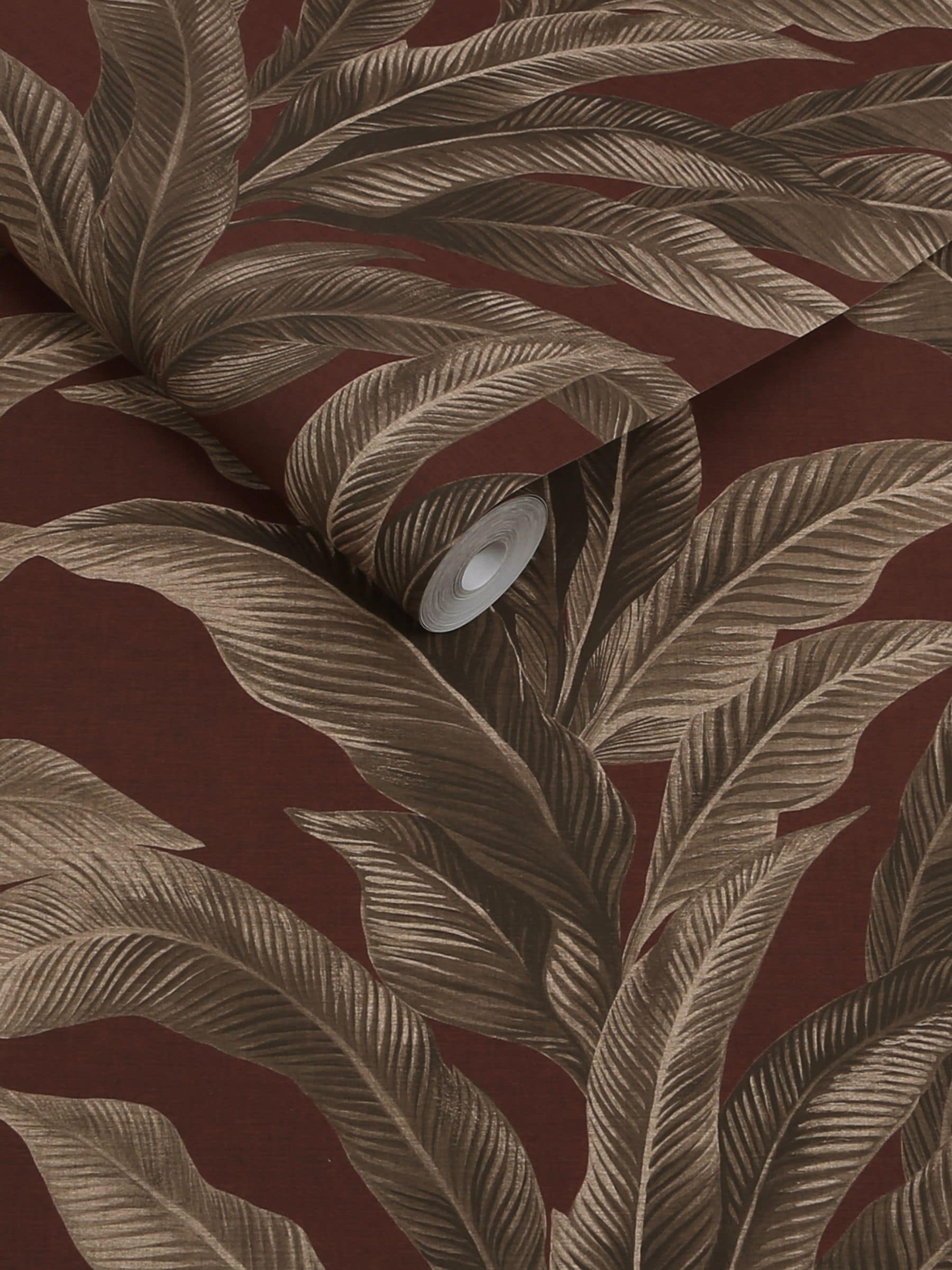 Damson Glamtique Leaf A4 wallpaper sample, imported from the UK