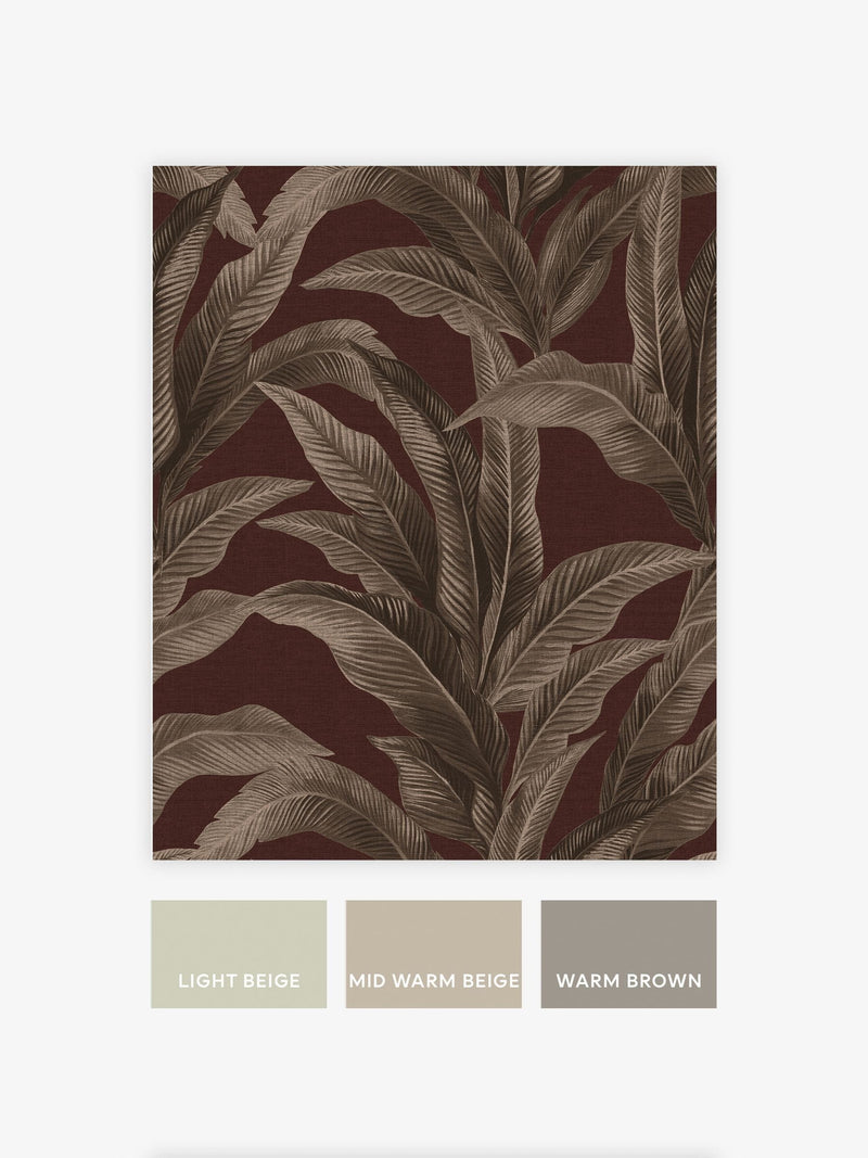 Damson Glamtique Leaf A4 wallpaper sample, imported from the UK