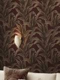 Damson Glamtique Leaf A4 wallpaper sample, imported from the UK