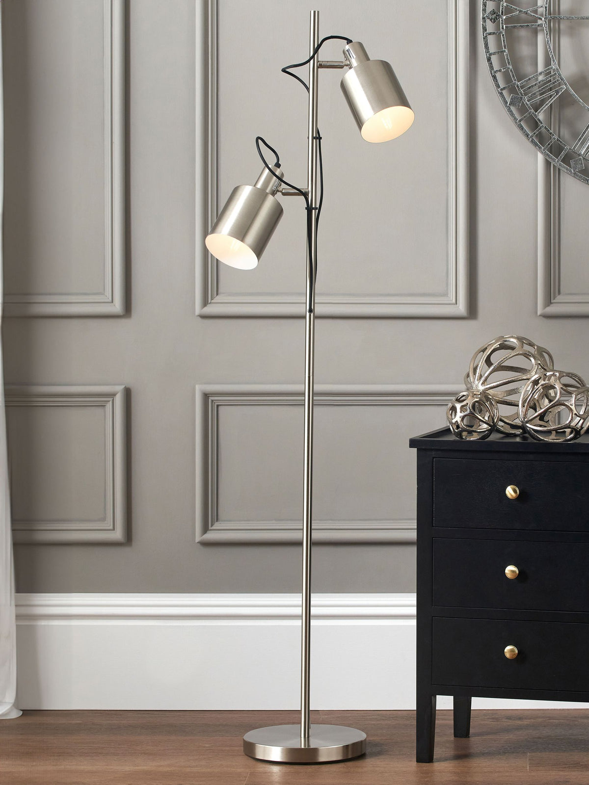 Pacific Silver Aaron metal floor lamp (British brand)